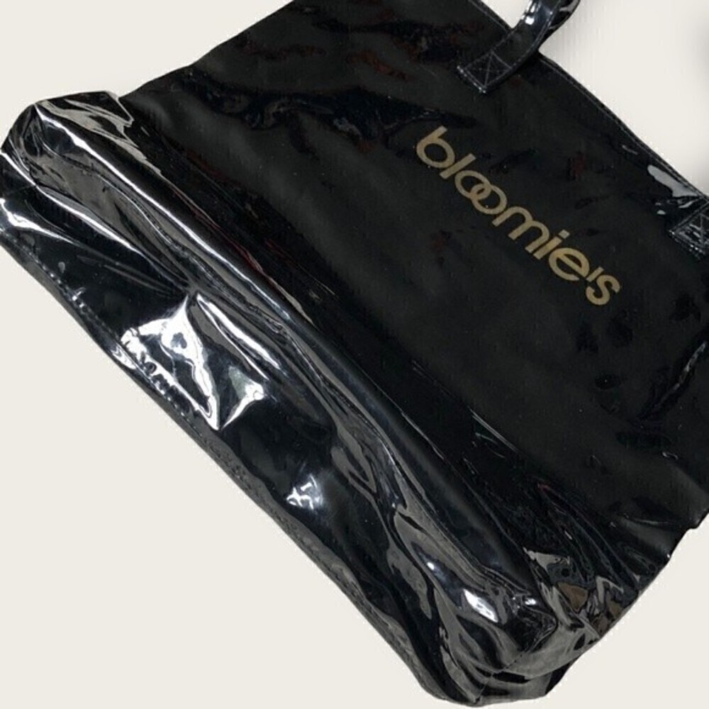 Vintage Bloomies Patent Thick Vinyl Shopping Bag Bloomingdale’s Shopper Tote - Picture 3 of 11